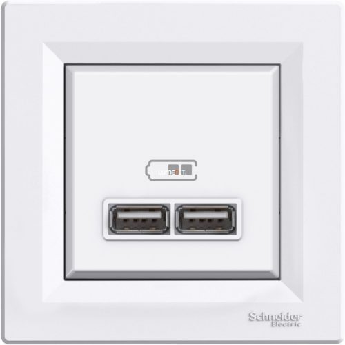 Schneider Asfora dupla USB töltő, 2.1A,kerettel fehér EPH2700221