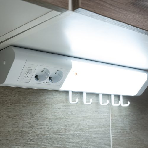 Konyhai LED pultvilágító dupla konnektorral 10W, hidegfehér (500 mm)