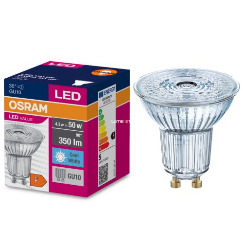 Osram GU10 LED Value 4,3W 350lm 4000K hidegfehér 36° - 50W izzó helyett