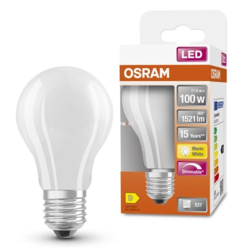 Osram E27 LED SStar 11W 1521lm 2700K melegfehér, szabályozható 320° opál - 100W izzó helyett