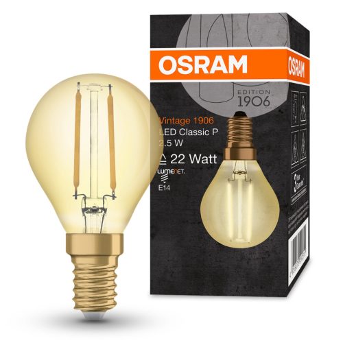 Osram Vintage P E14 2,5W 220lm 2400K, borostyán - 22W izzó helyett