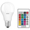 Osram E27 RGBW LED Star+ 9,7W 806lm 2700K melegfehér 200° - 60W izzó helyett, távirányítóval