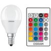 Osram E14 RGBW LED Star+ kisgömb 4,9W 470lm 2700K melegfehér 200° - 40W izzó helyett, távirányítóval