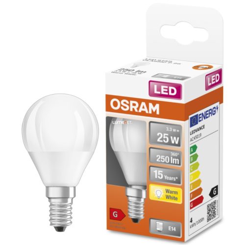 Osram E14 LED Star kisgömb 3,3W 250lm 2700K melegfehér 200° - 25W izzó helyett