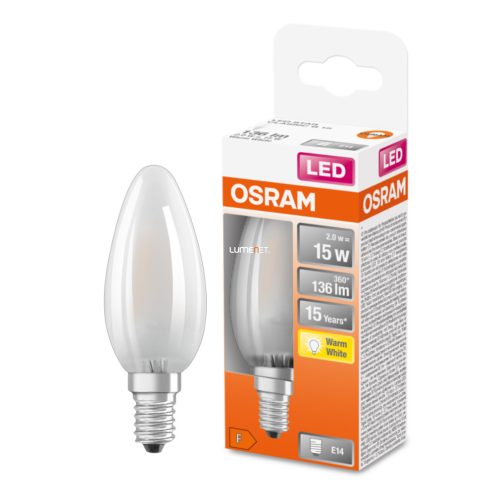 Osram E14 LED Star gyertya 1,5W 136lm 2700K melegfehér 300° opál - 15W izzó helyett