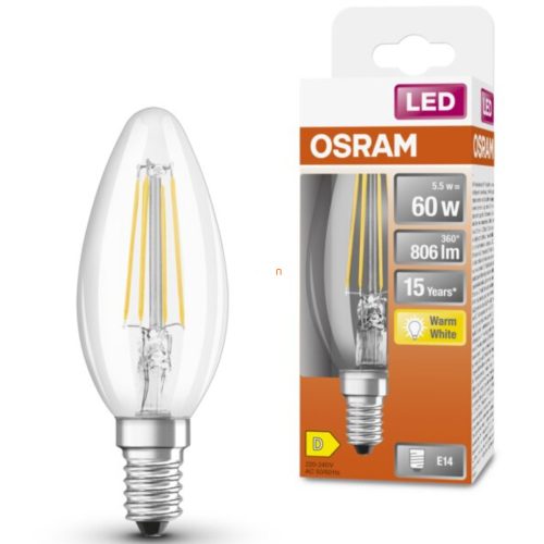 Osram E14 LED Star gyertya 5,5W 806lm 2700K melegfehér 300° - 60W izzó helyett