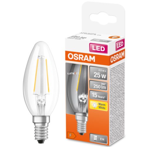 Osram E14 LED Star gyertya 2,5W 250lm 2700K melegfehér 300° - 25W izzó helyett