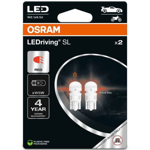 Osram LEDriving SL 2827DRP-02B, Red W5W 2db/bliszter piros