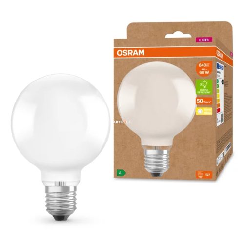 Osram E27 LED filament, 3,8 W, 806 lm, melegfehér fényű (Classic-Globe)