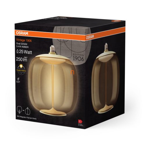 Osram Vintage 1906 Oval E27 LED filament fényforrás borostyán színben (Magnetic Style)