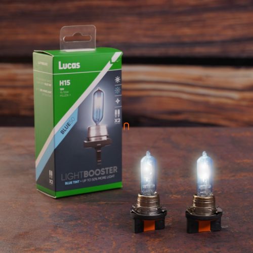 Lucas LightBooster Blue H15 autóizzó 12V 15/55W, +50%, 2db/csomag