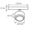 LED spot lámpa, sínre szerelhető diffúzorral, 18W, 1450lm, 4000K, 18°, fehér