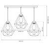 Geometrikus függesztett lámpa három foglalattal, fehér színű (Basket)