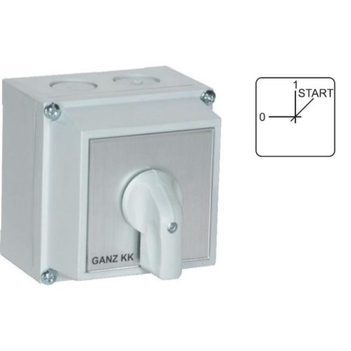 Ganz visszaálló motorkapcsoló, tokozott kézikapcsoló 20A, egy fázissal és segédfázissal egy forgásirányra IP65 (KKM0-20-0493)