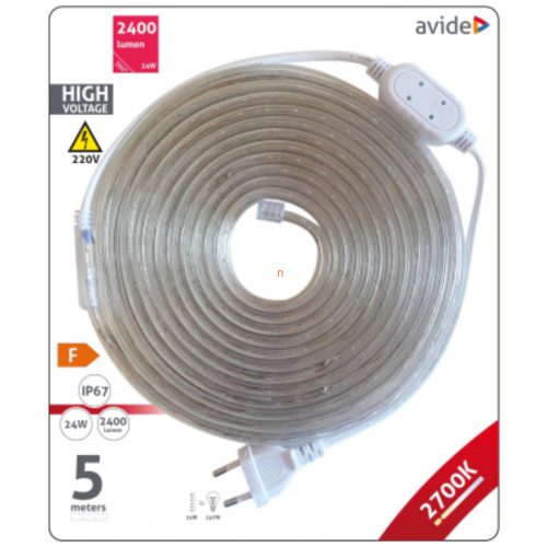 Avide kültéri LED szalag 230V 4,8W 60LED 2700K IP67 5m