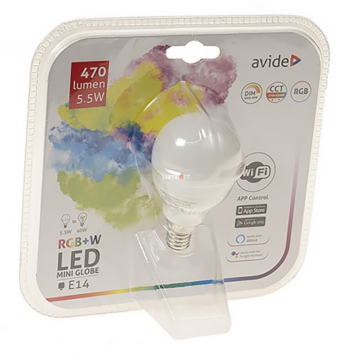 Avide E14 LED Smart 5,5W 470lm RGBW 240° - 40W izzó helyett