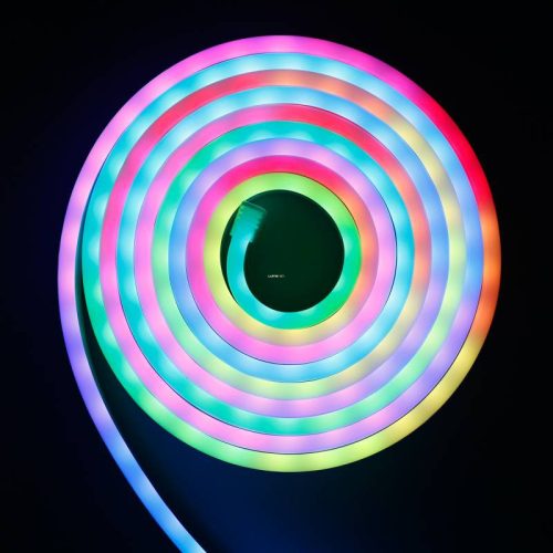 LED szalag neon flex RGB szett távirányítóval, tápegységgel, 3m, IP65,12V DC, 4,8W/m, 300lm/m, 120LED /m (DEL1636)