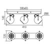 Spot lámpa 3 foglalattal, 12x41 cm (Ward)