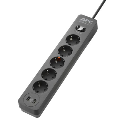 Schneider túlfeszültségvédő, fekete, 5 kimenet 5 V, 2,4 A, 2 port, port, USB-töltő, (PME5U2B-GR)