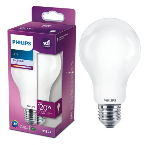 Philips E27 LED opál 13W 2000lm 4000K hideg fehér- 120W izzó helyett