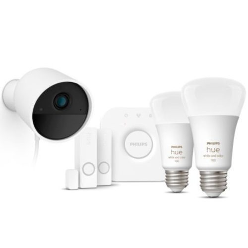 Philips Hue biztonsági kamera + 2 darab nyitásérzékelő + 2 darab E27 LED + Hue Bridge