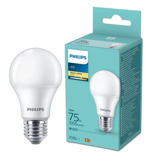 Philips E27 LED 10W 1055lm, melegfehér-75 W izzó helyett