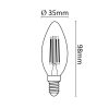 Filament gyertya LED, E14 4W 2700K 400lm (C35)