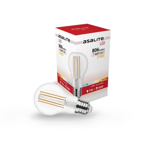 LED Izzó A60 filament gömb E27 7W 2700K, 810 lm