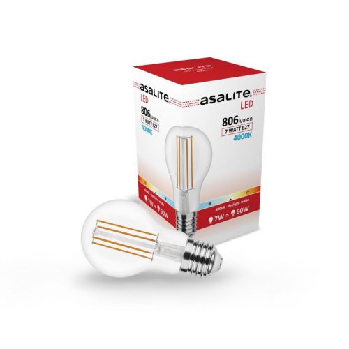 LED Izzó A60 filament gömb E27 7W 4000K, 810 lm