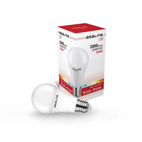 LED Izzó A65 gömb E27 18W 3000K, 2000 lm