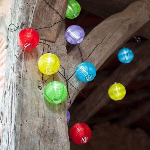 Party lampion, 10 LED-es, elemes