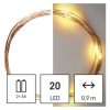 LED karácsonyi nano fényfüzér, 1,9 m, 2x AA, beltéri, melegfehér, időzítő