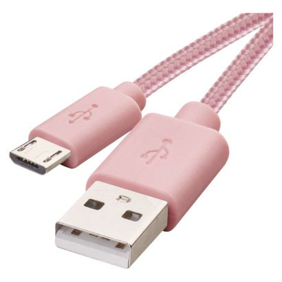 Töltő- és adatkábel USB-A 2.0 / micro USB-B 2.0, 1 m, rózsaszín