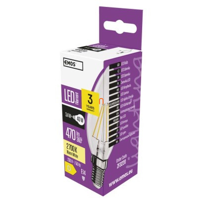 LED izzó Filament gyertya / E14 / 3,4 W (40 W) / 470 lm / meleg fehér