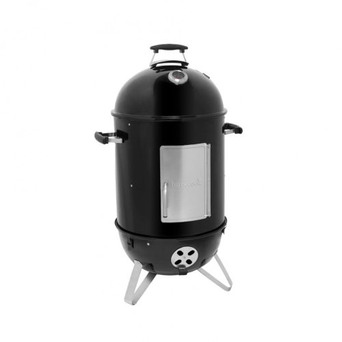 Zománcozott füstölő és grill, fekete, átmérő 44cm (Oskar M)