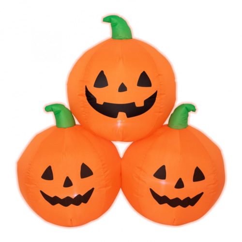 Felfújható Halloween tökrakás (3db tök egyben), 90 cm, LED világítással